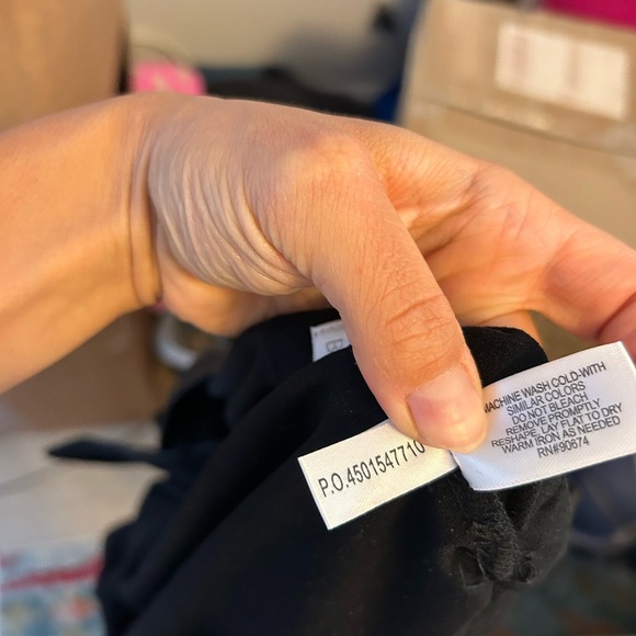 Boston Proper Black 3/4 Sleeve Faux Leather Trim Tunic Top - Picture 5 of 8